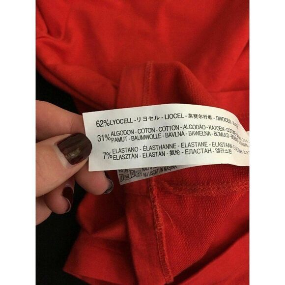 Zara Womens Solid Red Scoop Neck Long Sleeve Fitted Top t shirt Small - Picture 7 of 7